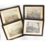 Set of four early hunting and shooting countryside representations. Frame size 39cm x 31cm.