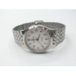 Geneva stainless steel wristwatch having quartz movement and white metal mesh strap. Full working