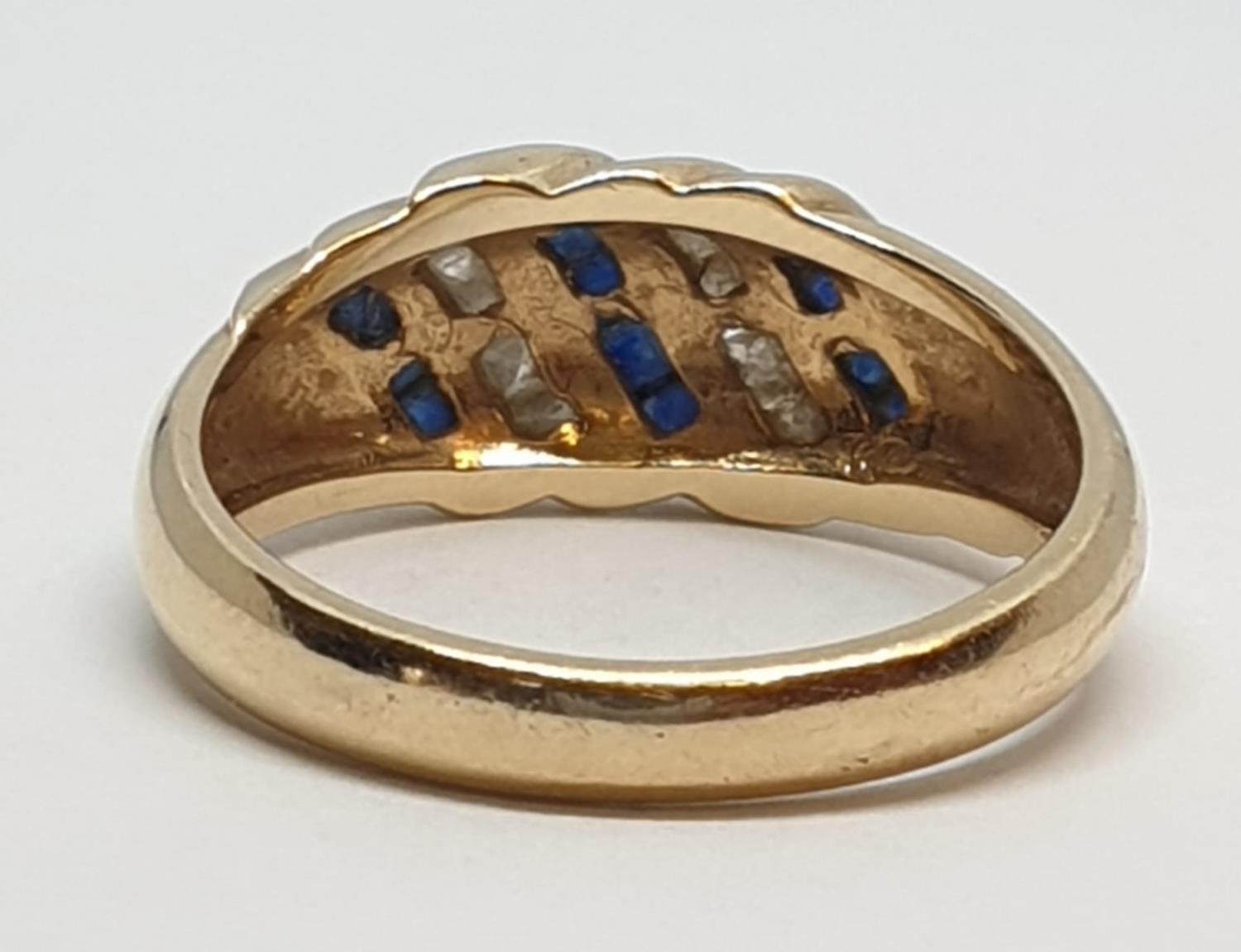 14ct Yellow gold diamond and sapphire ring. Weight 4.2g, Size N. - Image 6 of 9