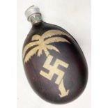 WW2 German Africa Corps husk covered water bottle, with hand painted D.A.K decal.