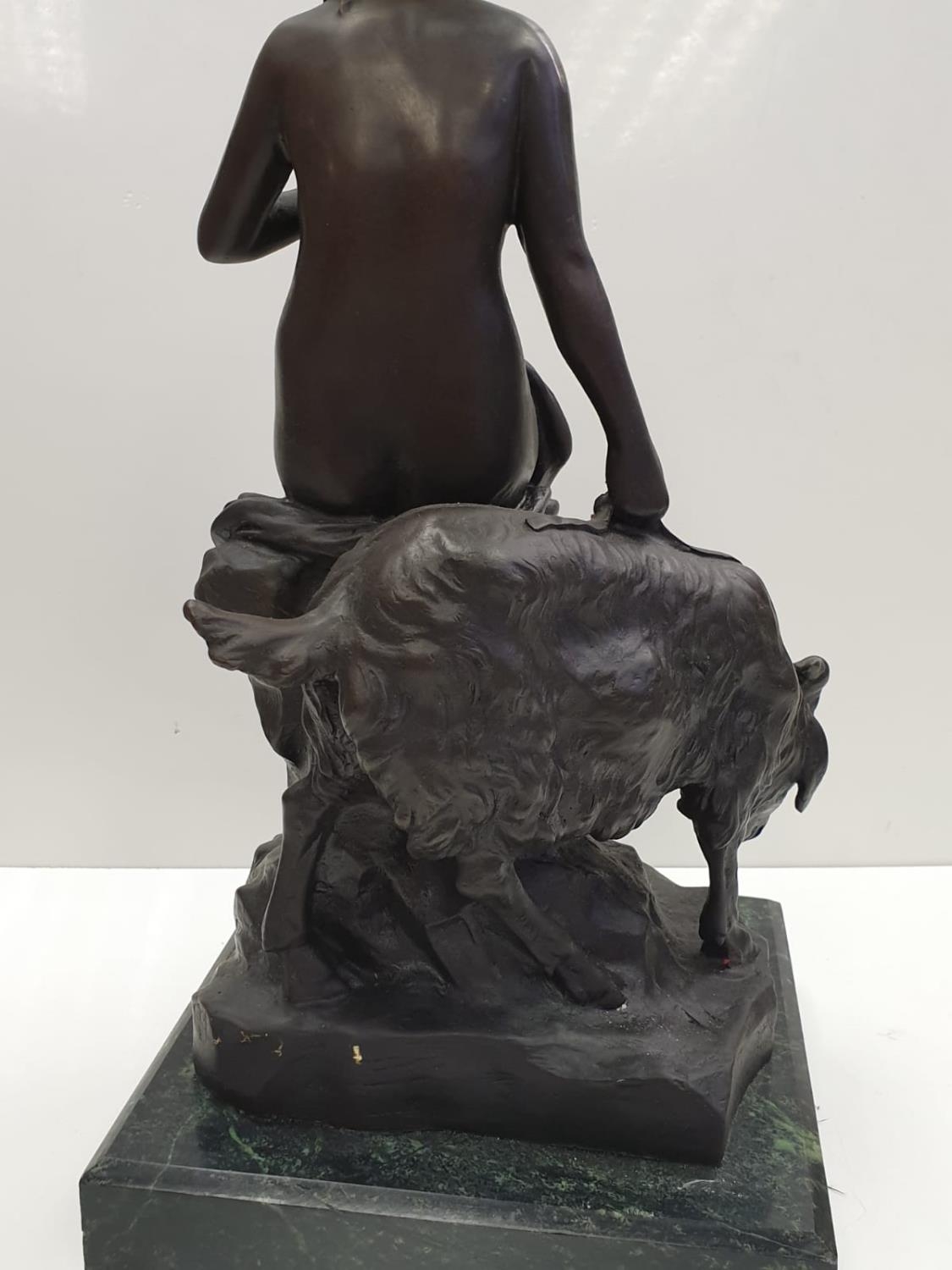 Bronze Pierre Julien figurine on plinth. 'Amalthea and Jupiter's Goat'. Height 45cm. Weight 9.7kg - Image 16 of 27