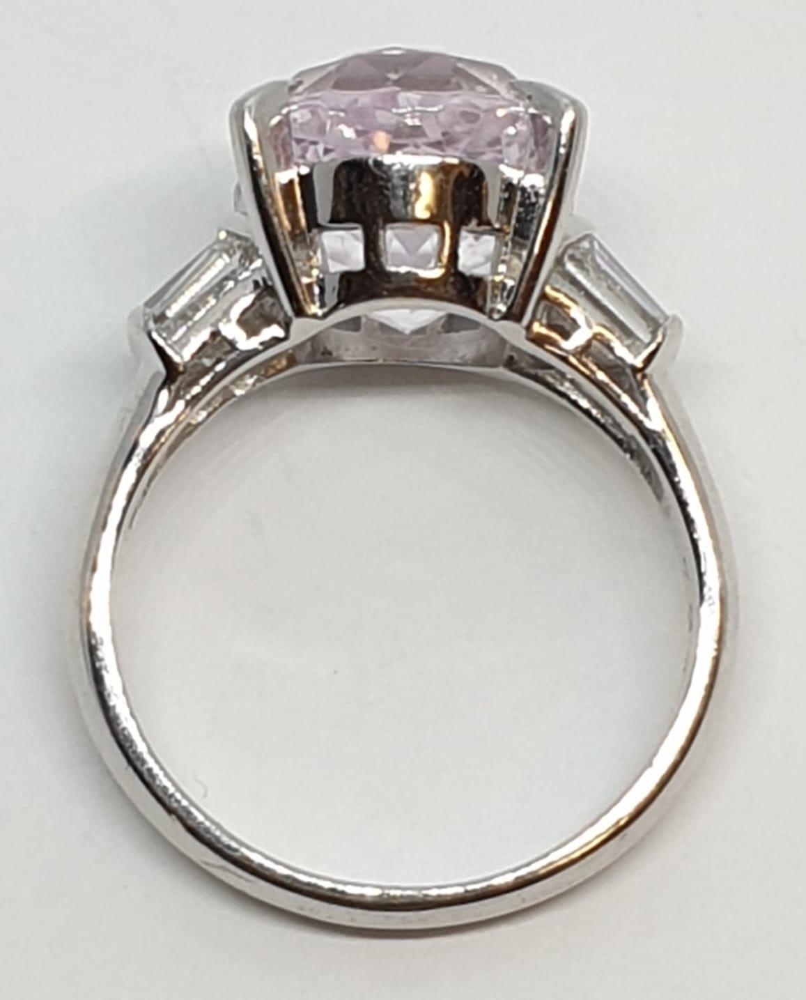 Platinum ring with a large 7.24ct cognizant stone centre and 0.64ct diamonds on shoulders, weight - Image 9 of 13