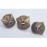 Three 10ct gold and diamond united airlines lapel pins. Weight 4.3g.