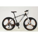 Mountain bike in orange and black 27 speed gears with 26" and 3 pin mag wheels (as new, never used)