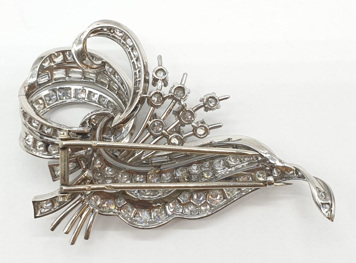 Vintage 18ct white gold art deco style diamond brooch with approx 4ct of diamonds , weight 24g and - Image 2 of 7