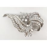 Vintage 18ct white gold art deco style diamond brooch with approx 4ct of diamonds , weight 24g and