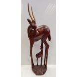 Rose Wooden Deer with Fawn. Height 71cm.