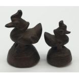 2 bronze miniature chickens