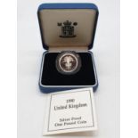 ROYAL MINT 1990 SILVER PROOF £1 COIN LEEK SILVER 9.5G