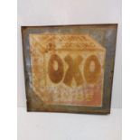 An antique square 'OXO' cube sign. In faded condition. 35x35cm