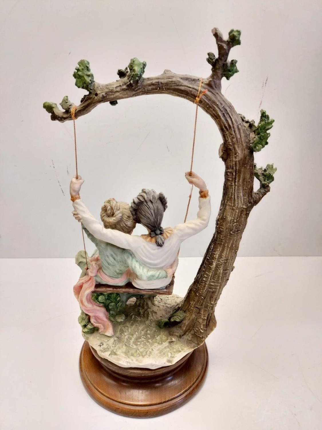 A Giuseppe Armani Capodimonte, 'Lovers on a Swing' figurine. 45cm in height. - Image 2 of 3