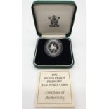 ROYAL MINT 1992 SILVER PROOF PIEDFORT 10P COIN SILVER 13G