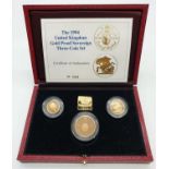 1994 GOLD PROOF SOVEREIGN THREE COIN SET TO INCLUDE A DOUBLE SOVEREIGN, A SOVEREIGN AND A HALF
