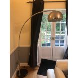 A sixties-style, bow large arc overreach chrome floor lamp. 38cm diameter and aprox 7ft tall.