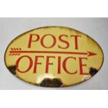 A cast-iron, double sided, Royal Mail, oval Post Office sign. Circa 1960's. 46 x 29cm.