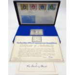 DANBURY MINT QUEEN's 1977 SILVER JUBILEE Stamp collection to include SILVER stamp ingot, weight 73g,
