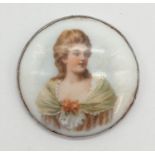 A vintage miniature porcelain portrait with London silver 1905 base.