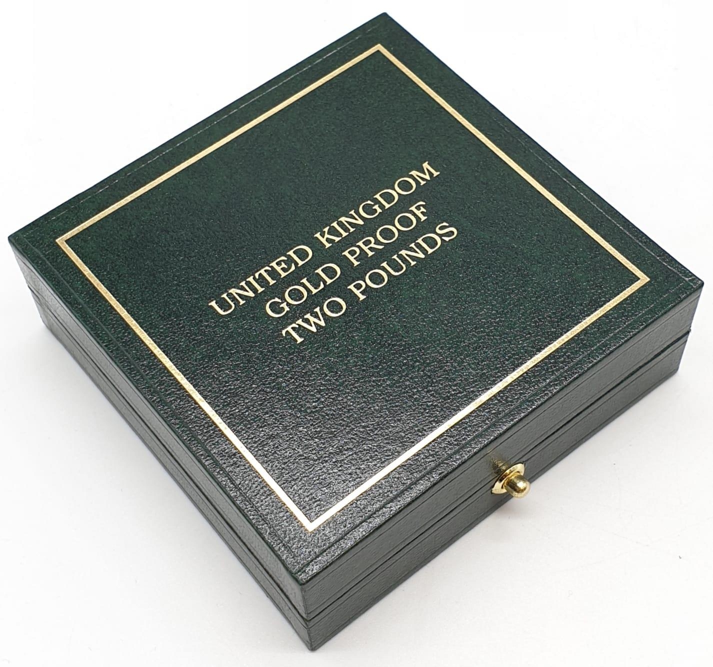 1995 UK GOLD PROOF £2 COIN, 22ct GOLD WEIGHT 15.98g, IN ORIGINAL BOX AND PAPER - Image 5 of 5