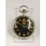 Vintage solid silver Masonic omega pocket watch ( working ) but no guarantees