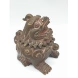 A Brass Dragon Inkwell. 7cm High