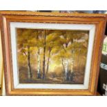 An oil on canvas woodland painting by 'Bath' in original decorated wood frame. 88x77cm.
