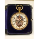 Vintage gilt masonic Goliath pocket watch and case , working but no guarantees