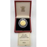 1992-1993 GOLD PROOF 50P COIN EU, SET IN 22ct GOLD, WEIGHT 26.32g IN ORIGINAL BOX AND PAPER