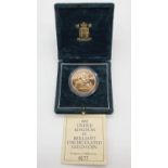 1992 UK £5 BRILLIANT UNCIRCULATED GOLD COIN, 22ct GOLD OF 39.94g WEIGHT, ORIGINAL BOX AND PAPER