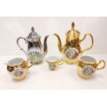 Part of a 'Bernadotte' gold tea set and silver Bavaria teapot.