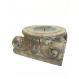 An antique wooden candle holder base. Late 19th century. Dimensions 20cm x 20cm.