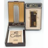 2x Vintage electric Colibri lighters: 1x crocodile and 1x steel slimline. Comes with original