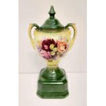 Antique Victorian vase dated 1898, hand painted with floral design, the top is sealed shut