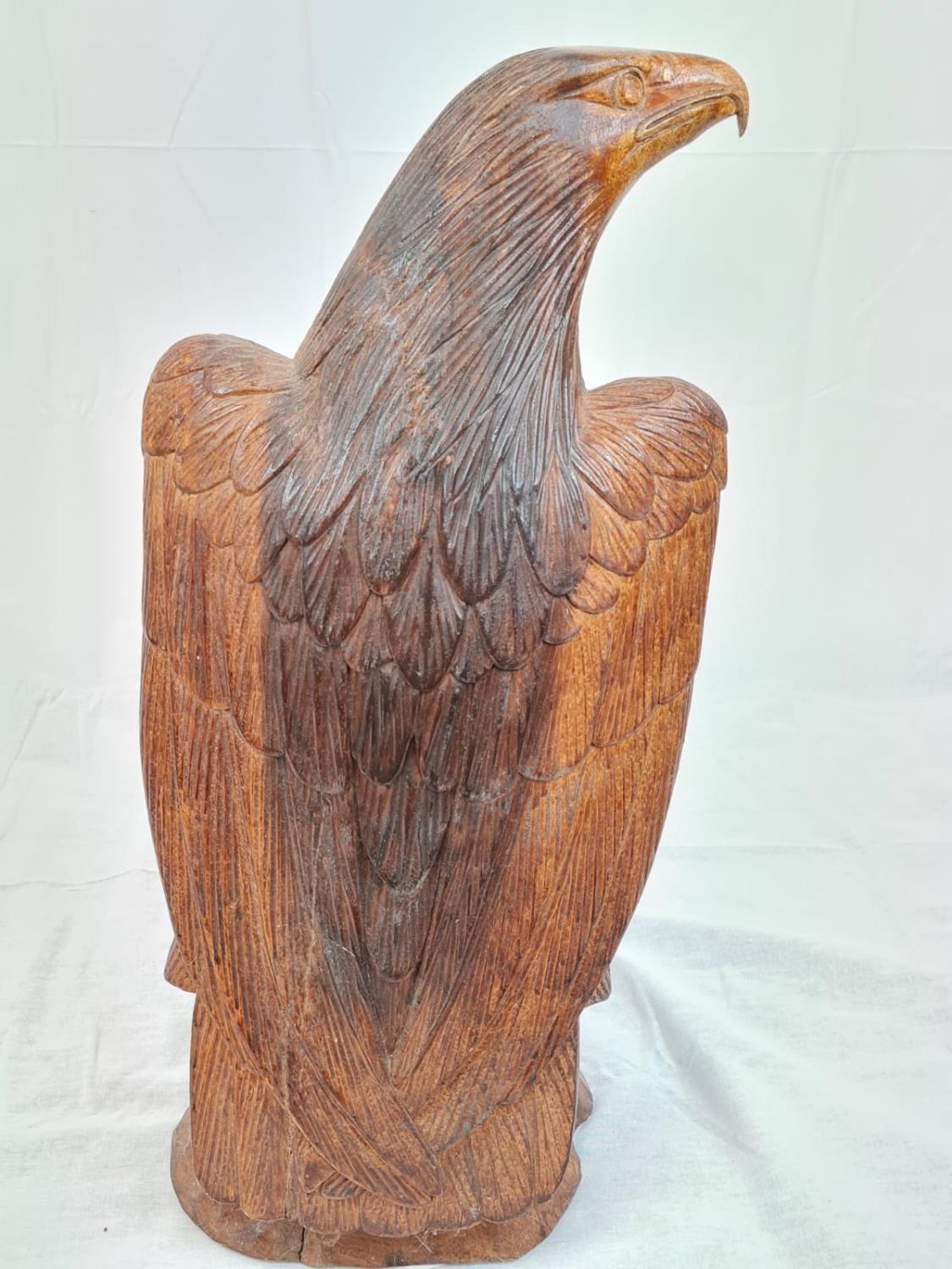 Large carved wooden eagle, 62x30cm - Image 4 of 5