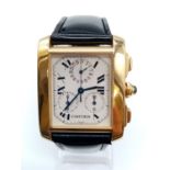 Vintage 18ct gold Cartier tank watch with leather strap, 28x35mm case, 1830 MG267736