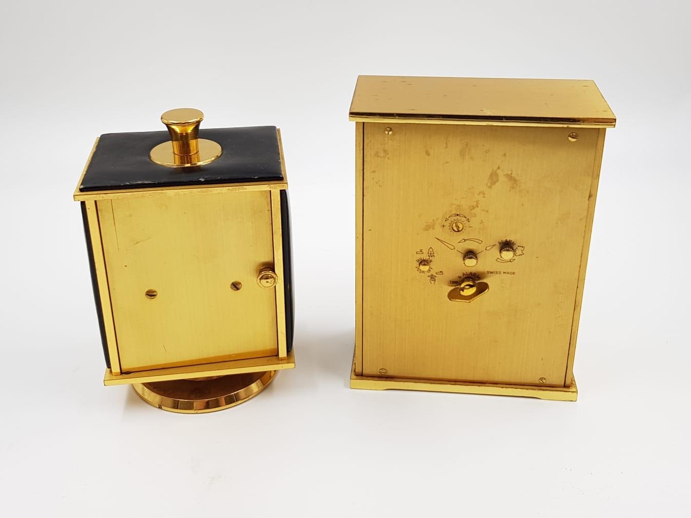 A pair of vintage carriage clocks. A swiza and a Luxor. As found. 14cm high. - Image 2 of 5