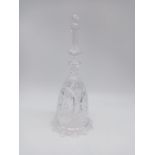 Vintage crystal bell with etched flowers, 21cm tall