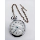 MANUAL WIND TIMEX POCKET WATCH WITH CHAIN in WORKING ORDER