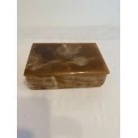 Large vintage onyx cigar box. 16.5cm x 11cm approx. Brown and beige tones. Heavy piece.