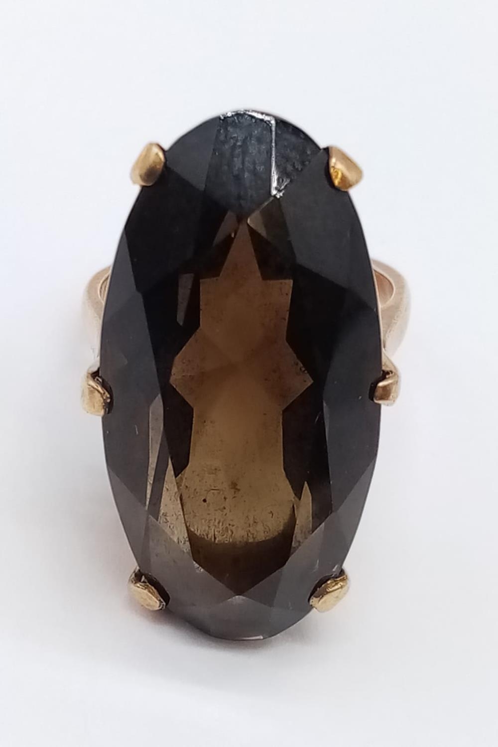 9ct vintage ring with large smoky quartz, size U and weight 8.75g - Image 2 of 5