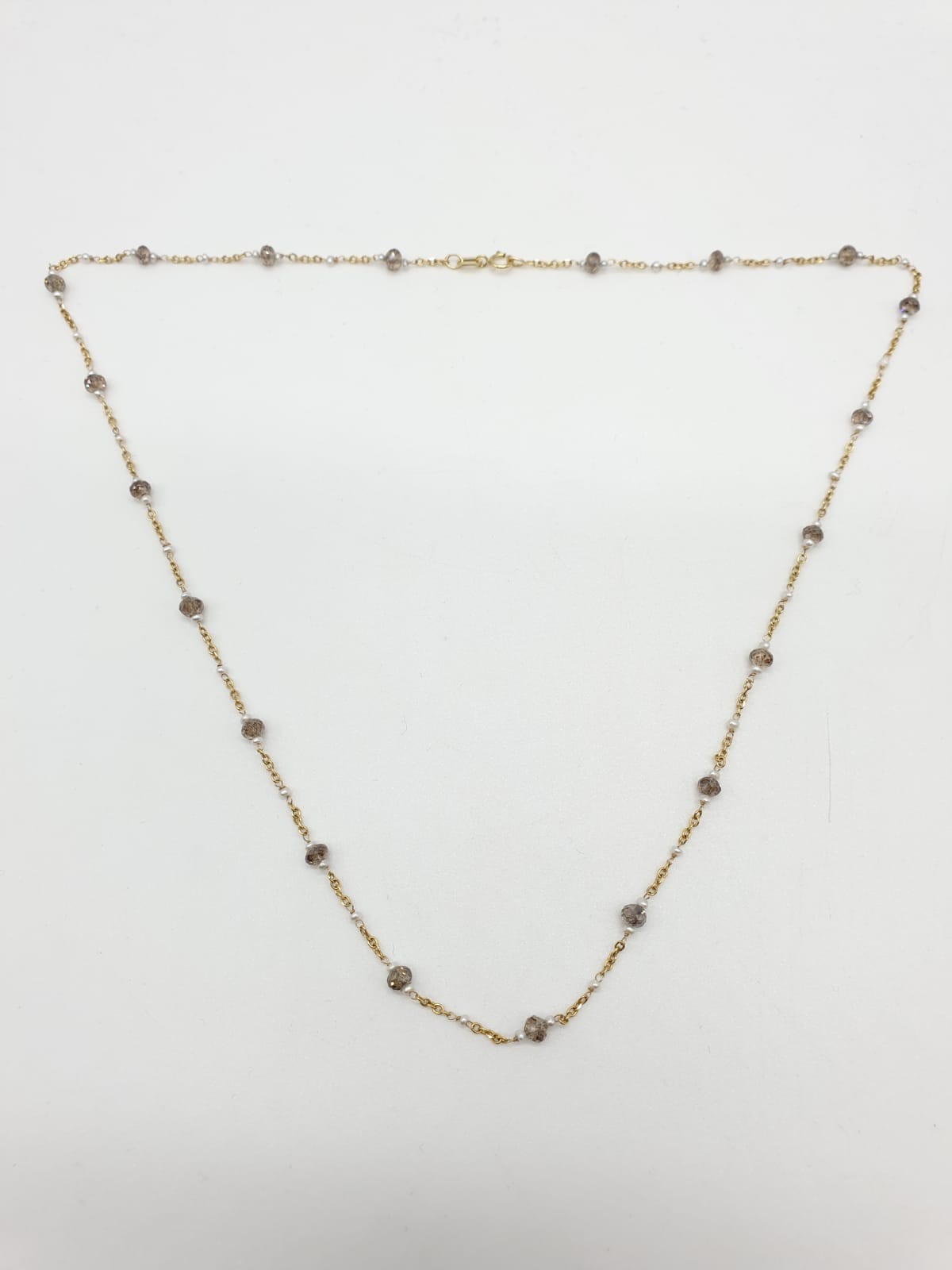 14ct gold brown diamond and pearl necklace with matching bracelet, total weight 5.6g and over 9ct - Image 4 of 6