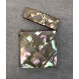 A Victorian mother of pearl card case, 8x10cm