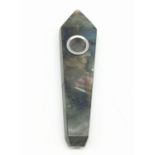 A labradorite (Variety blue flash), smoking (opium?) pipe. Pipe length: 11cm, weight: 74 g. In