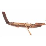 Hawaiian hand carved wooden boat, 49x20cm