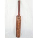 A vintage (circa 1920s) summers Brawn and Sons Ltd cricket bat - specially selected by Jack Hobbs of