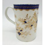 Early English - circa 1800 Caughley Porcelain Tankard, decorated with blue and gilded flowers,