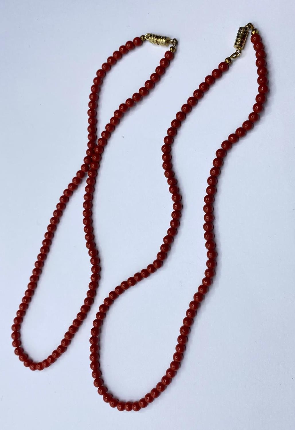 2x BEADED NECKLACES. 10.52g Each 35cm