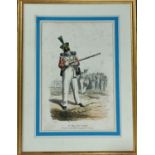 Two Framed (only one glazed) original pictures of the Costume of the British Army after E Hull dated