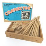 A circa 1940's child's building set - 'Connector', made in Denmark, all pieces remain. 30cm x 20cm.