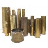 A collection of 14 INERT Brass Shell Cases From Various Periods.