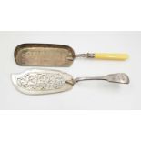 A pair of antique silver plate decorative fish/cake slicer and server utensils. 32cm long.